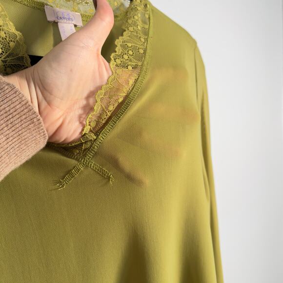Moss Green Mesh Lace Long sleeve Top Goblincore Granola Girl Earthy Layering - Picture 8 of 8